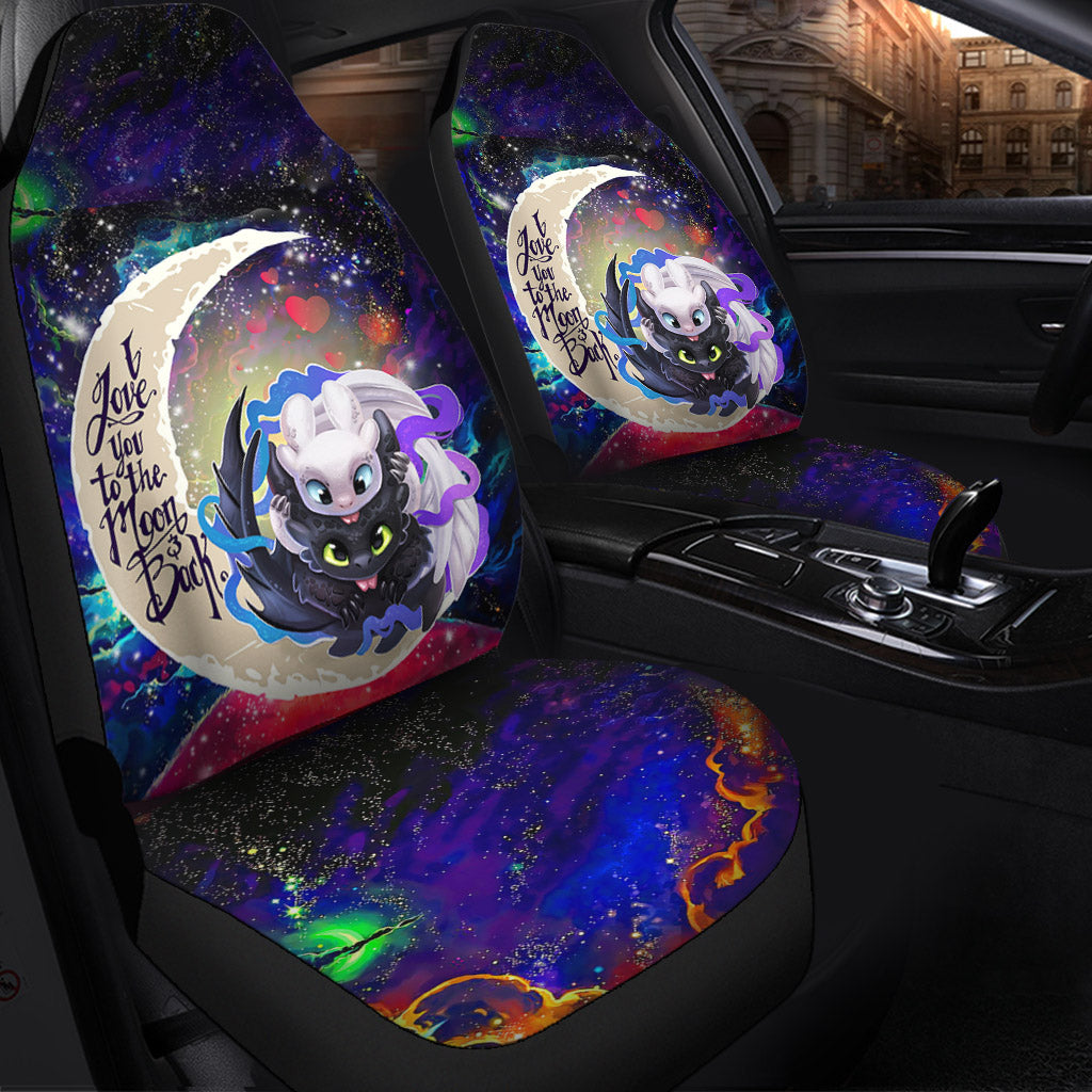 Toothless And Light Fury How To Train Your Dragon Love You To The Moon Galaxy Premium Custom Car Seat Covers Decor Protectors Nearkii