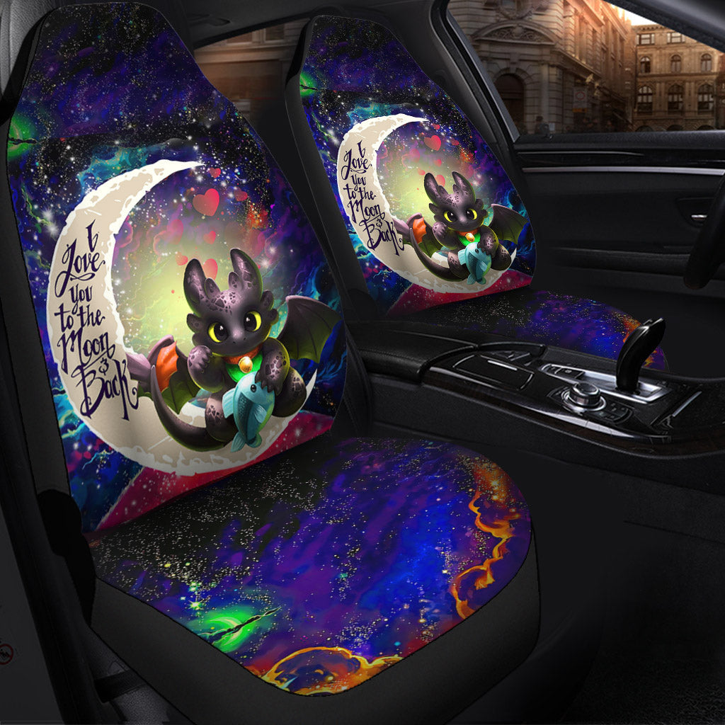 Toothless With Fish Love You To The Moon Galaxy Premium Custom Car Seat Covers Decor Protectors Nearkii