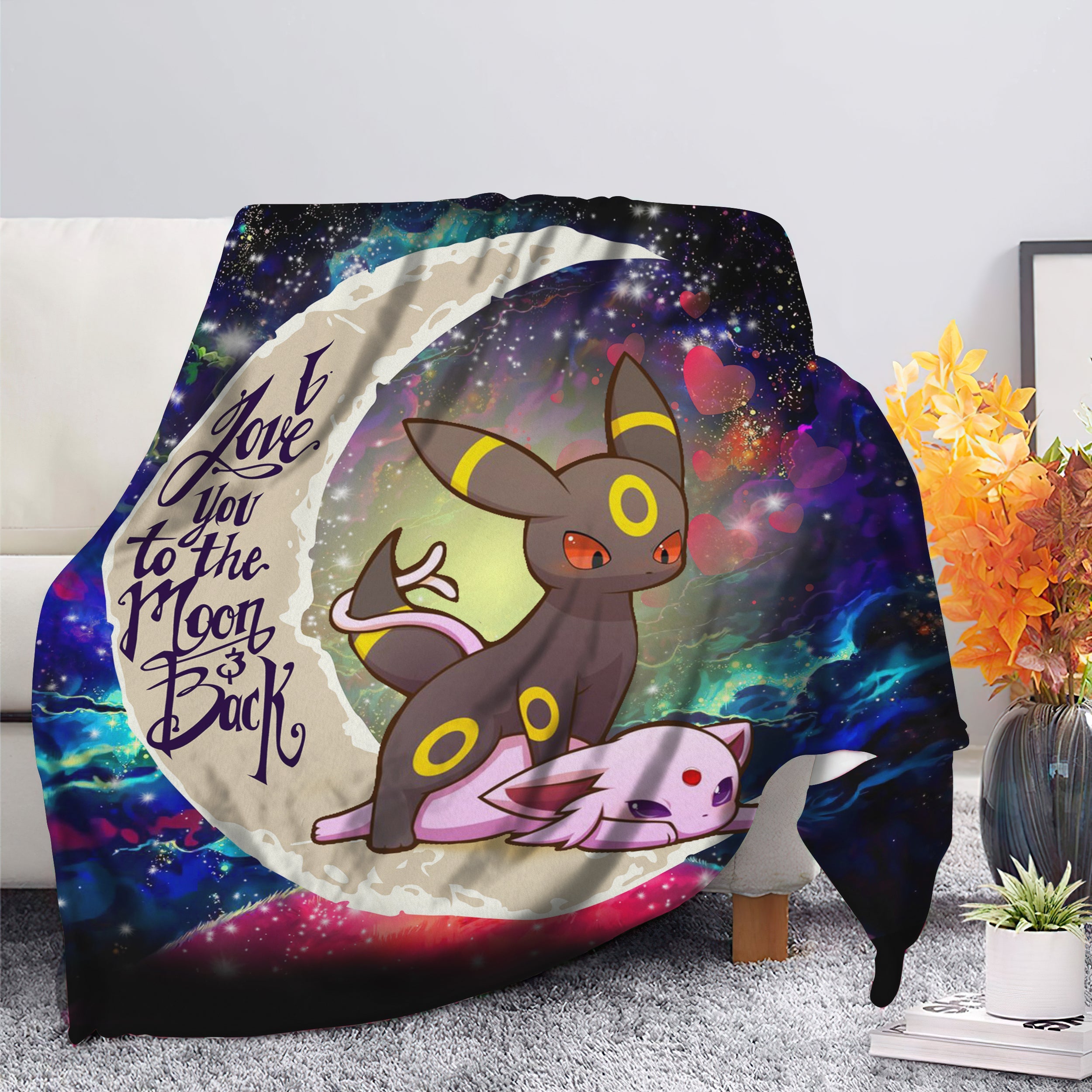 Umbreon Espeon Eevee Evolution Pokemon Love You To The Moon Galaxy Blanket Nearkii