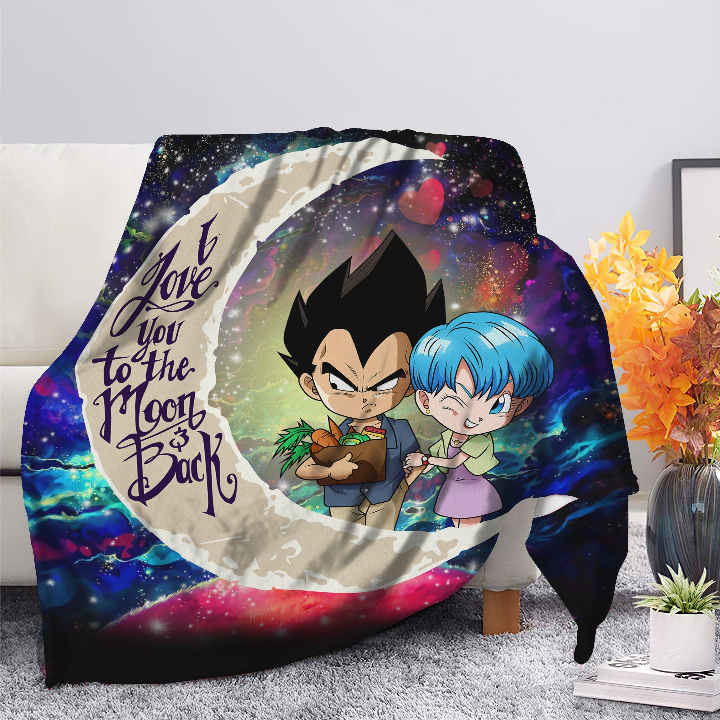 Vegeta And Bulma Dragon Ball Love You To The Moon Galaxy Blanket Nearkii