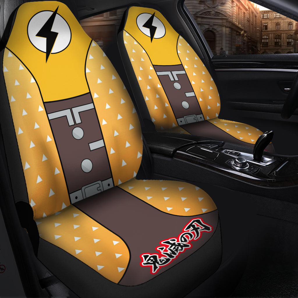 Demon Slayer Anime Zenitsu Premium Custom Car Seat Covers Decor Protectors Nearkii