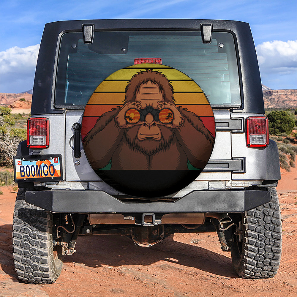 Funny Big Foot Watching Car Jeep Spare Tire Covers Gift For Campers Nearkii