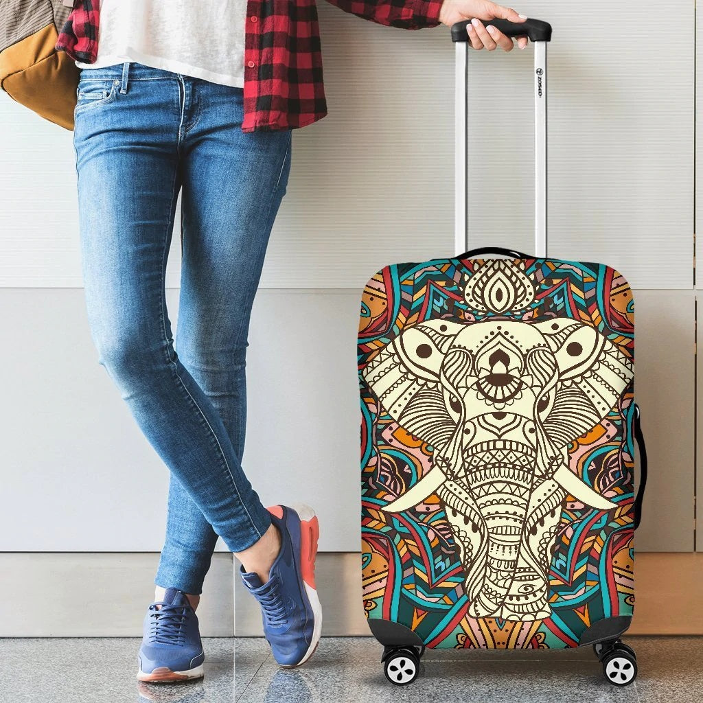 Elephant Colorful Indian Luggage Cover Suitcase Protector Nearkii