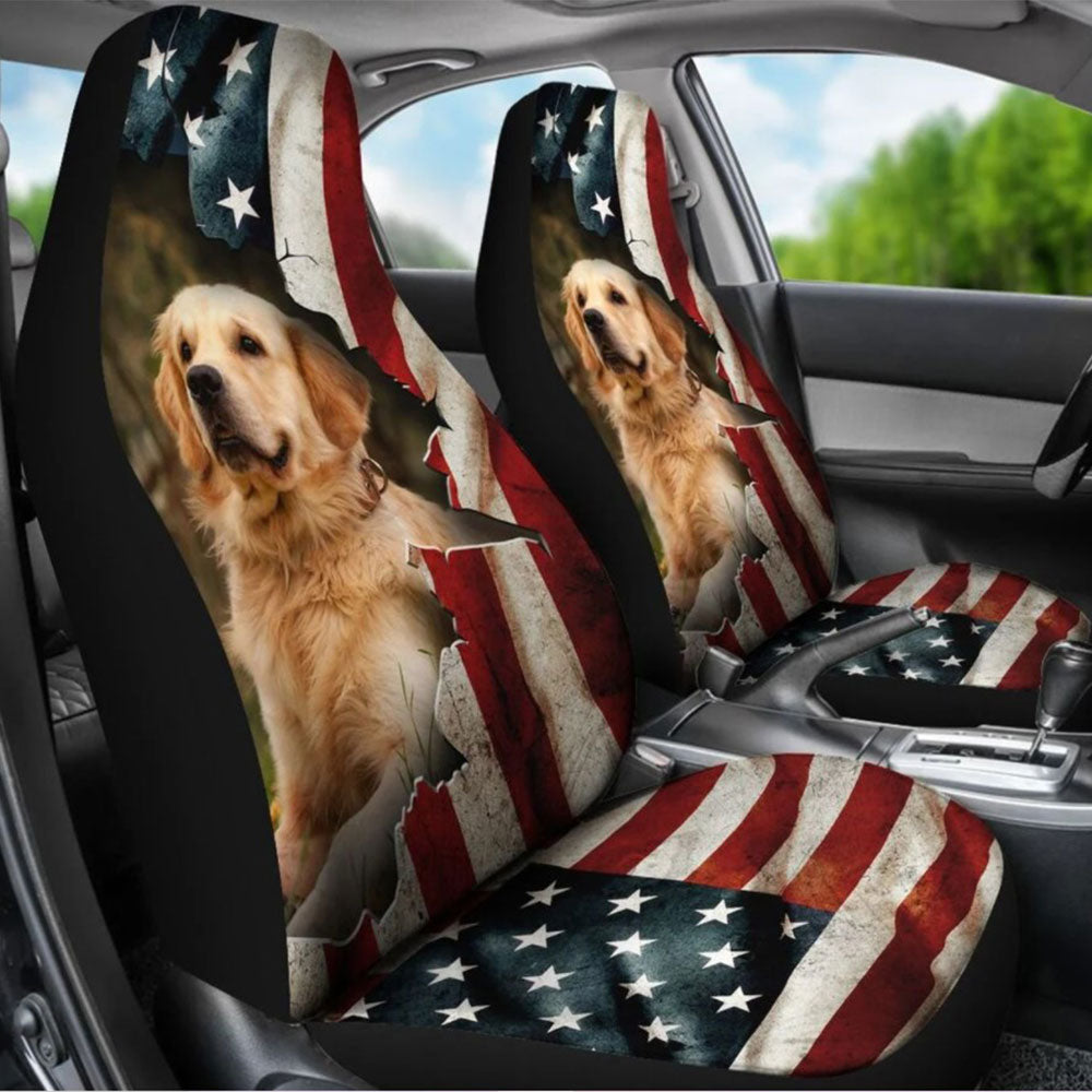 Golden Retriever American Flag Car Seat Covers Nearkii