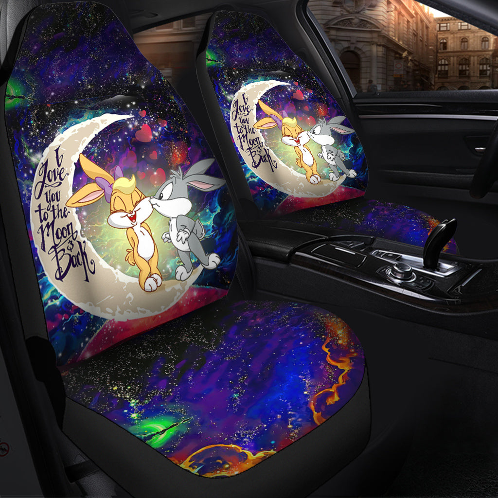 Bunny Couple Love You To The Moon Galaxy Premium Custom Car Seat Covers Decor Protectors Nearkii