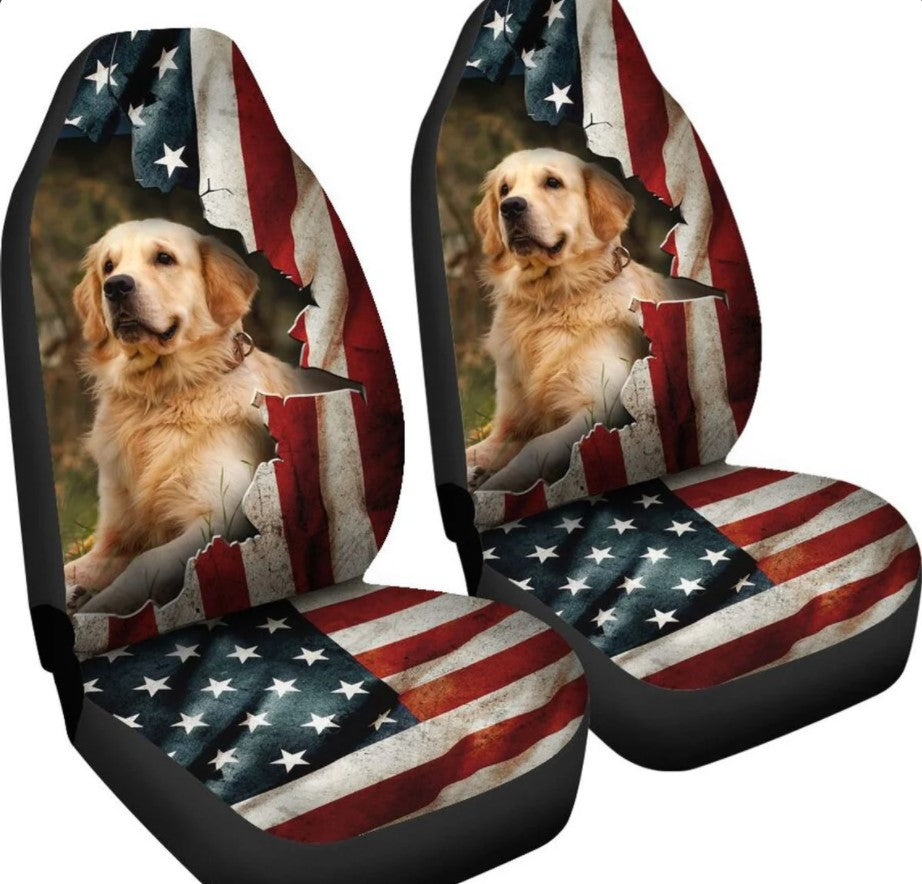 Golden Retriever American Flag Car Seat Covers Nearkii