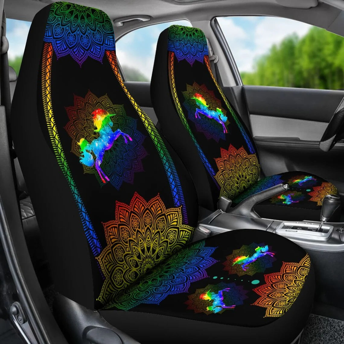 Rainbow Unicorn Mandala Car Seat Covers Nearkii