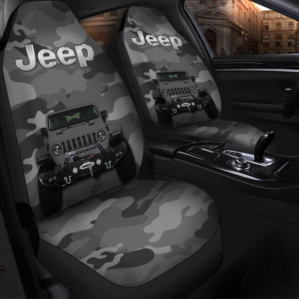 Gray Jeep Camouflage Premium Custom Car Seat Covers Decor Protectors Nearkii