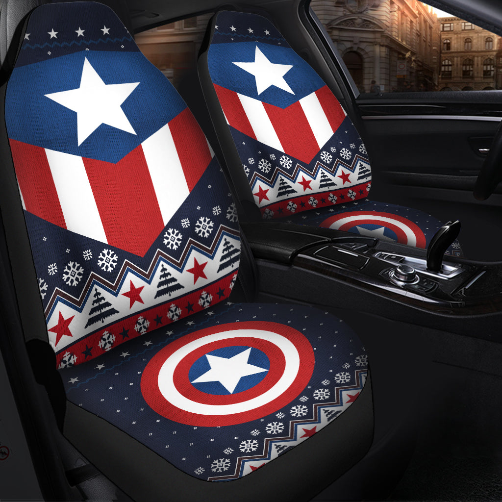 Christmas Captain America Christmas Premium Custom Car Seat Covers Decor Protectors Nearkii