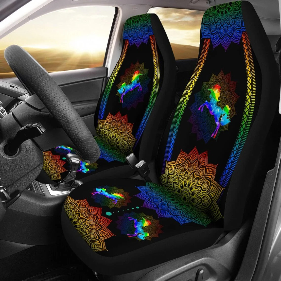 Rainbow Unicorn Mandala Car Seat Covers Nearkii