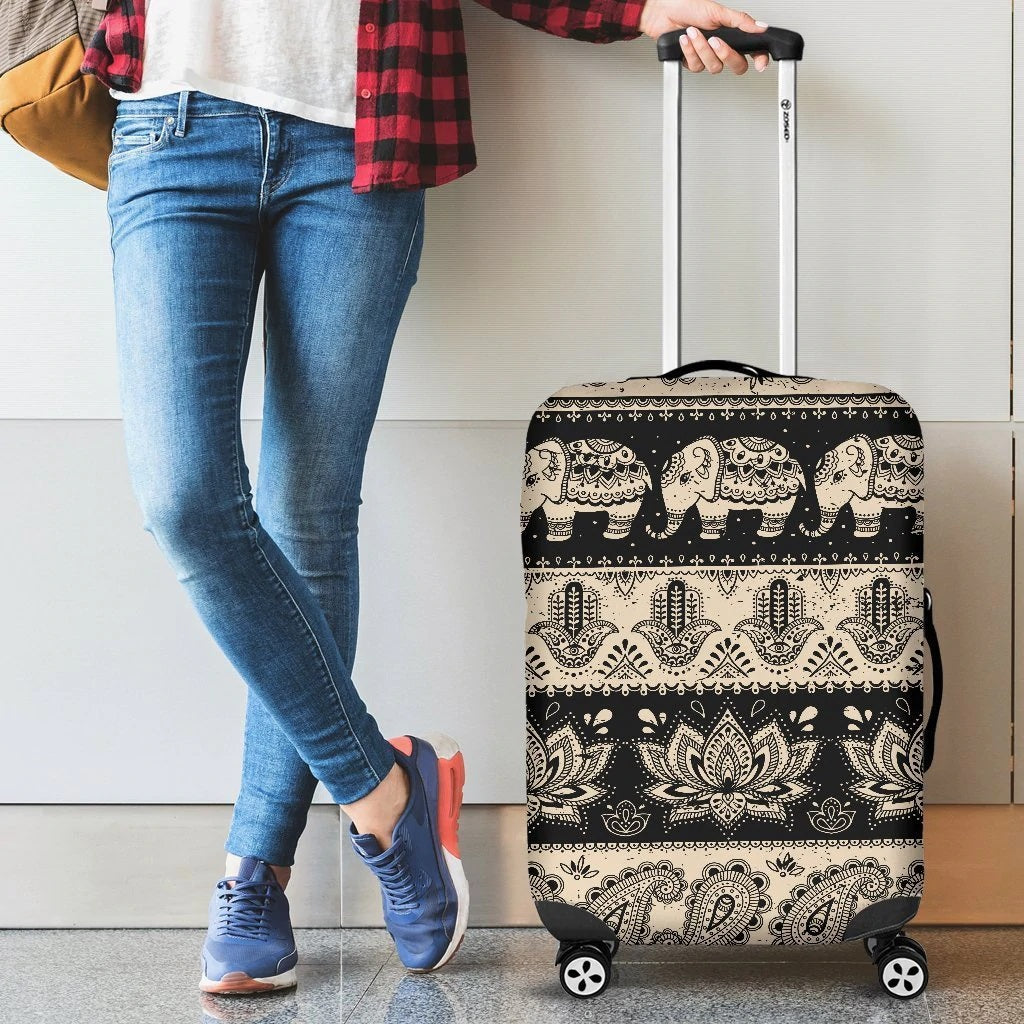 Elephant Hansa Lotus Pattern Luggage Cover Suitcase Protector Nearkii