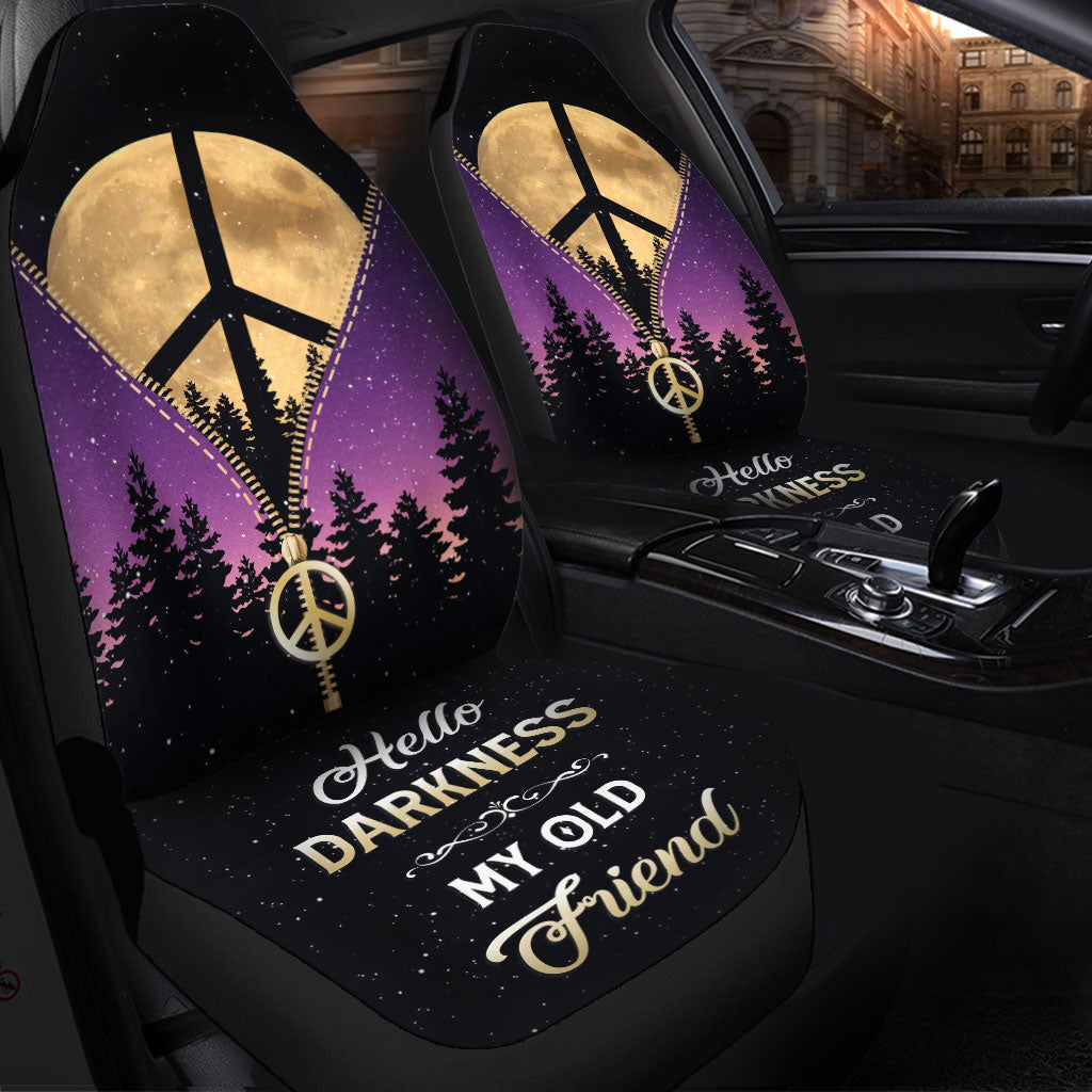 Purple Pink Darkness My Old Friend Hippie Moon Zipper Premium Custom Car Seat Covers Decor Protectors Nearkii