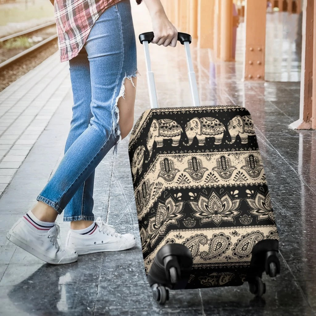 Elephant Hansa Lotus Pattern Luggage Cover Suitcase Protector Nearkii