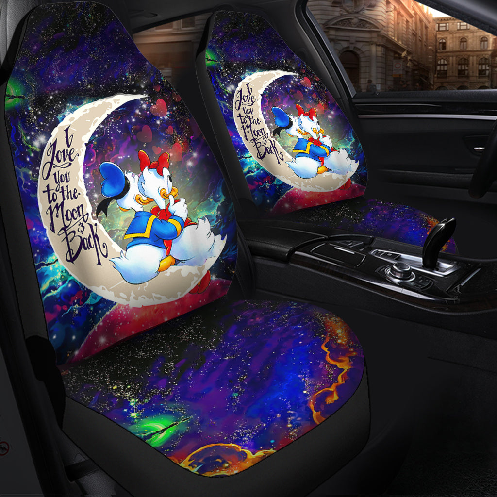 Couple Cute Duck Couple Love You To The Moon Galaxy Premium Custom Car Seat Covers Decor Protectors Nearkii