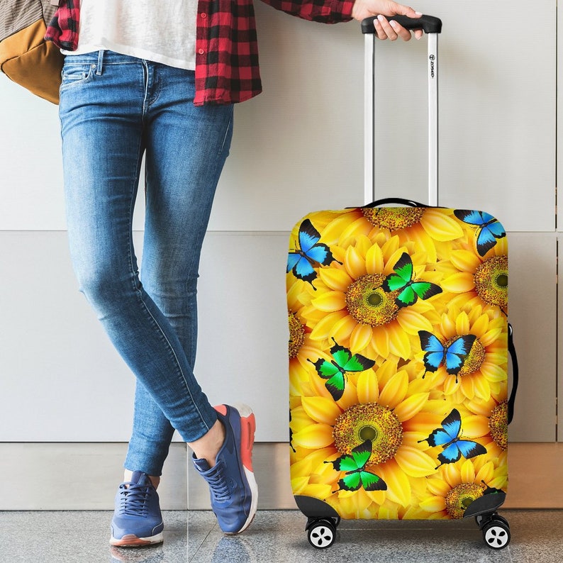 Sunflower Butterfly Luggage Cover Suitcase Protector Nearkii