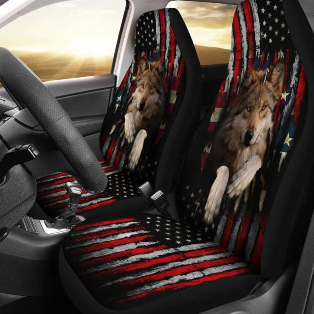 Wolf In Flag Car Seat Covers Nearkii