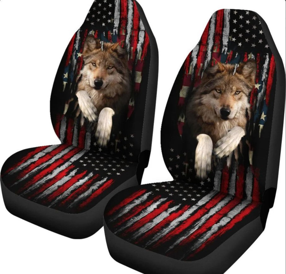 Wolf In Flag Car Seat Covers Nearkii