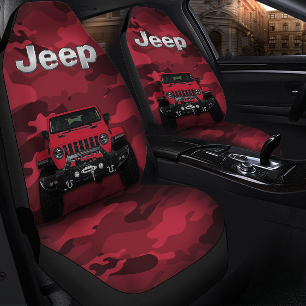 Red Jeep Camouflage Premium Custom Car Seat Covers Decor Protectors Nearkii