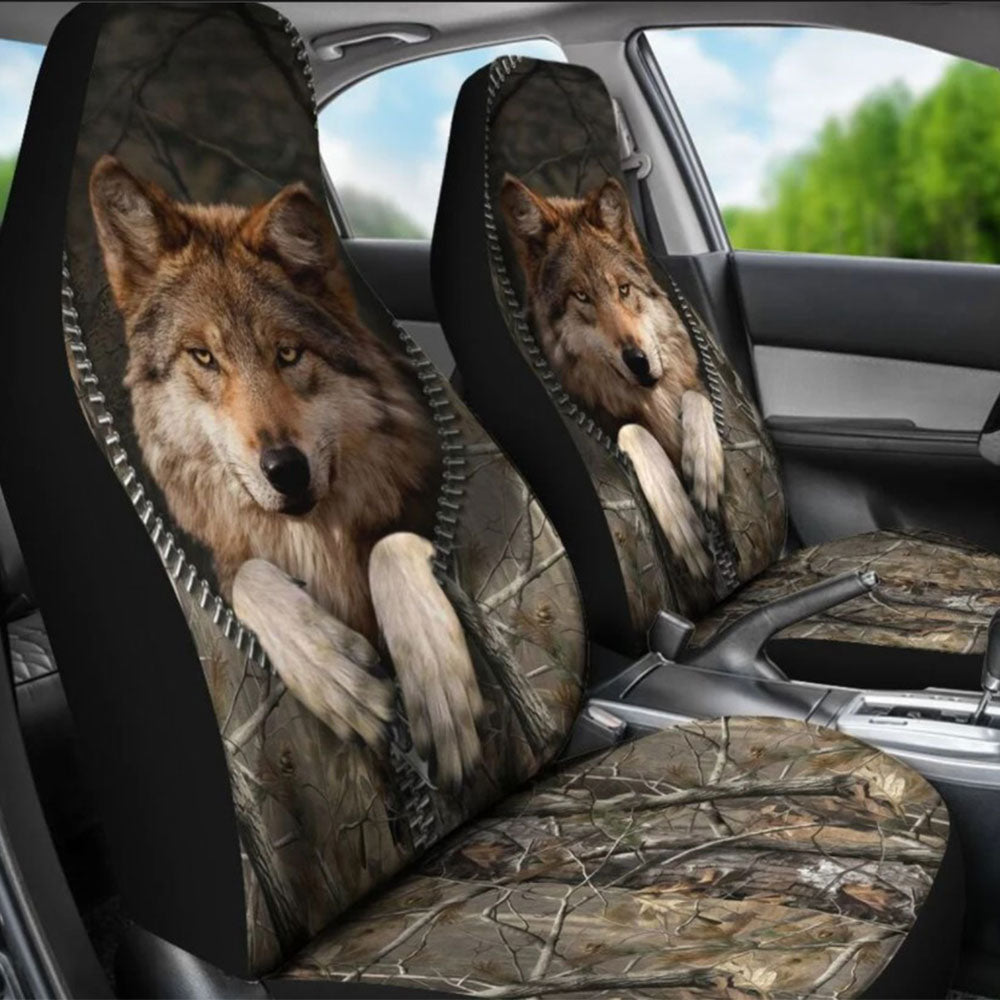 Wolf In The Zipper Camo Car Seat Covers Nearkii