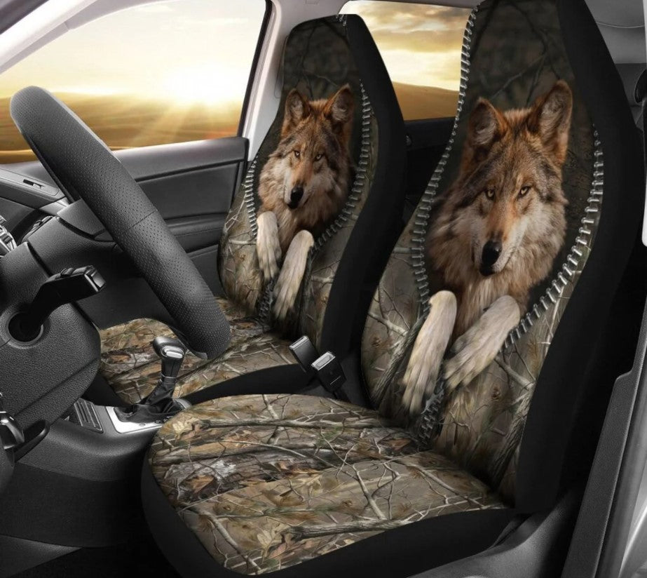 Wolf In The Zipper Camo Car Seat Covers Nearkii