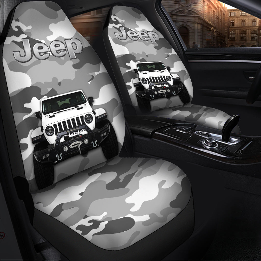 White Jeep Camouflage Premium Custom Car Seat Covers Decor Protectors Nearkii