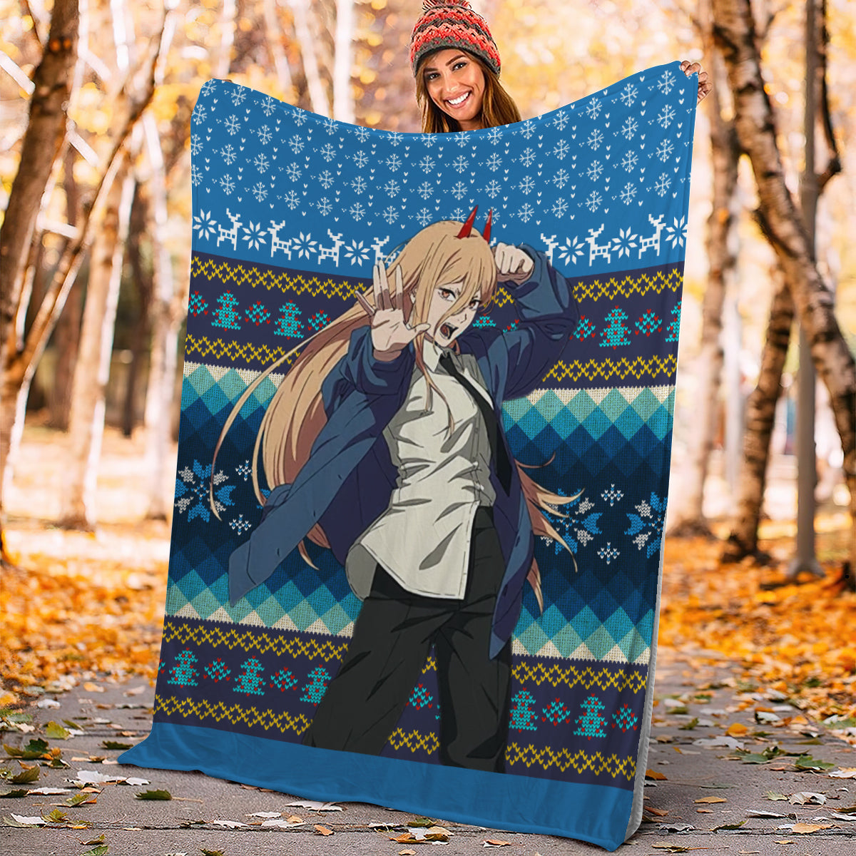 Chainsaw Man Power Christmas Premium Blanket Nearkii