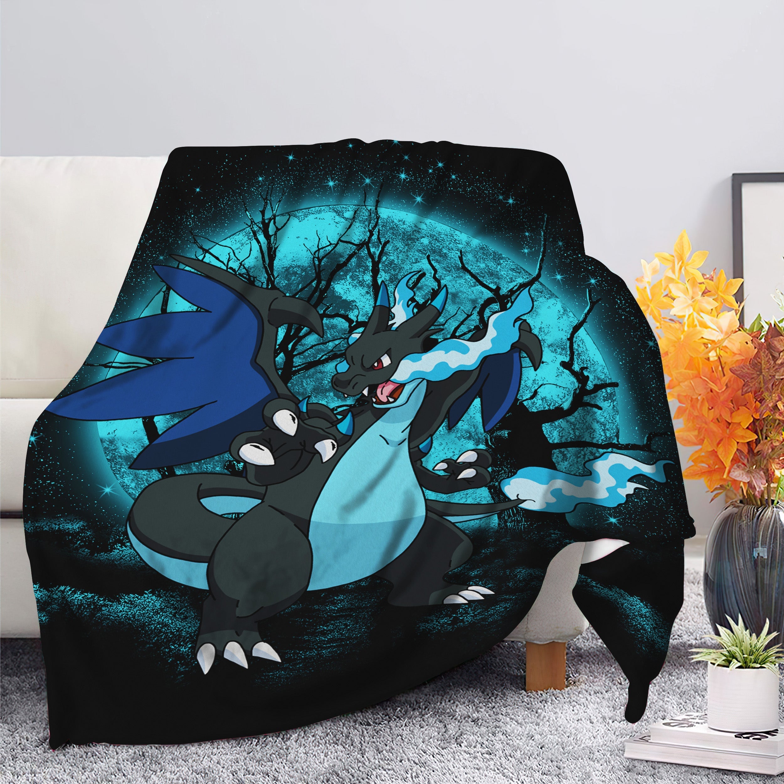 Charizard Mega X Pokemon Moonlight Premium Blanket Nearkii