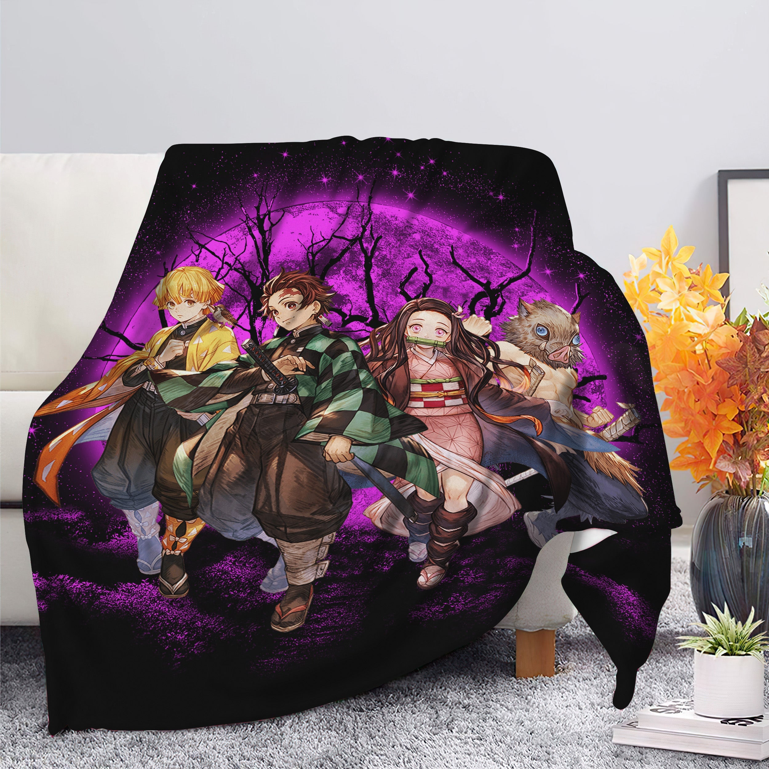 Demon Slayer Team Pink Moonlight Premium Blanket Nearkii