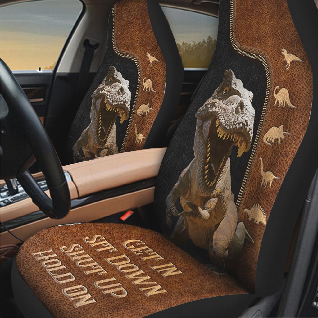 Dinosaurs Zip Pattern Car Seat Get In Sit Down Shut Up Hold On Car Seat Cover Nearkii