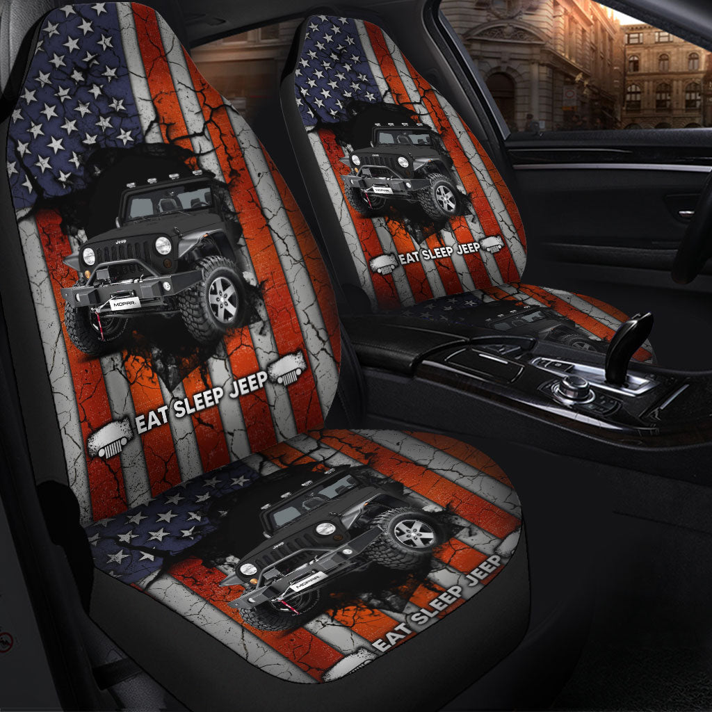 Eat Sleep Jeep Black Premium Custom Car Seat Covers Decor Protectors Nearkii