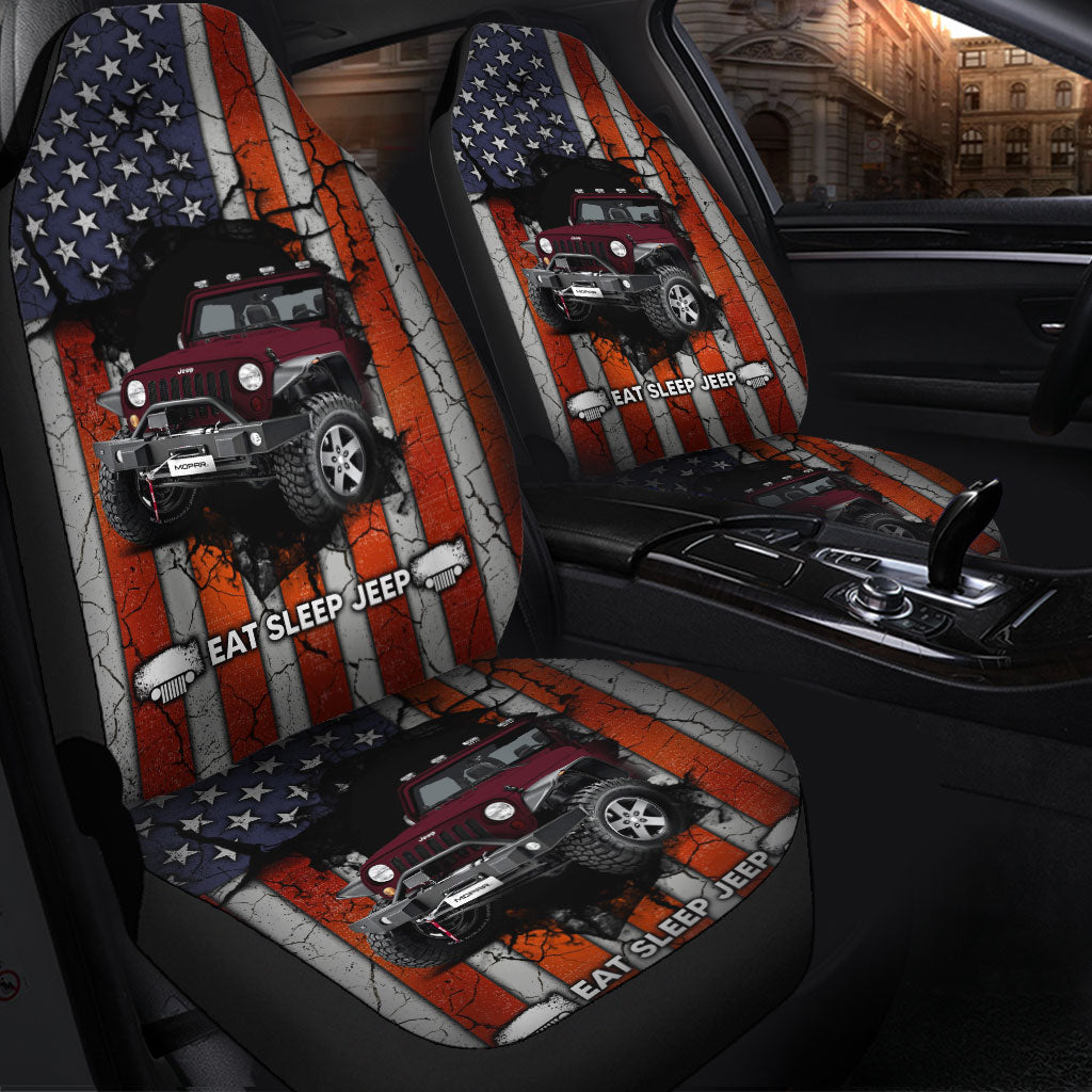 Eat Sleep Jeep Dark Red Premium Custom Car Seat Covers Decor Protectors Nearkii