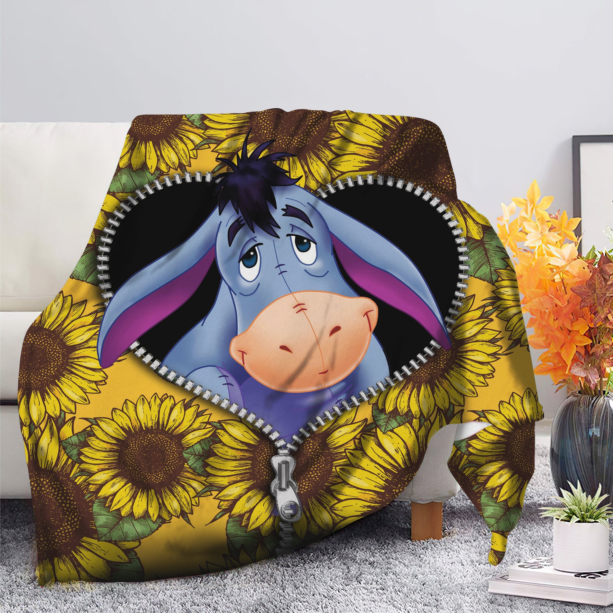 Eeyore Sunflower Zipper Premium Blanket Nearkii