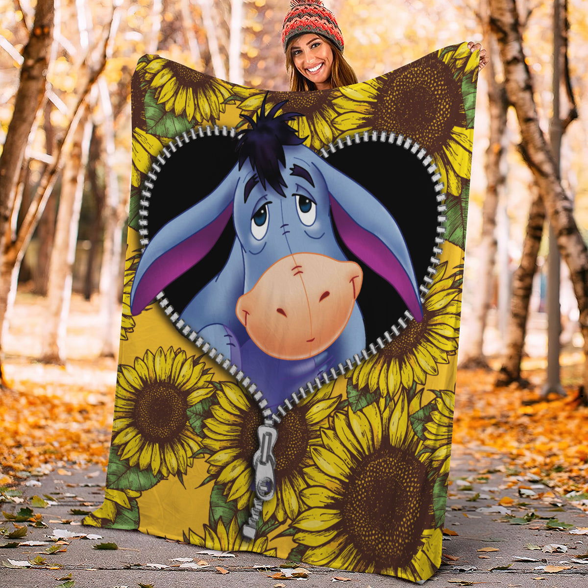 Eeyore Sunflower Zipper Premium Blanket Nearkii