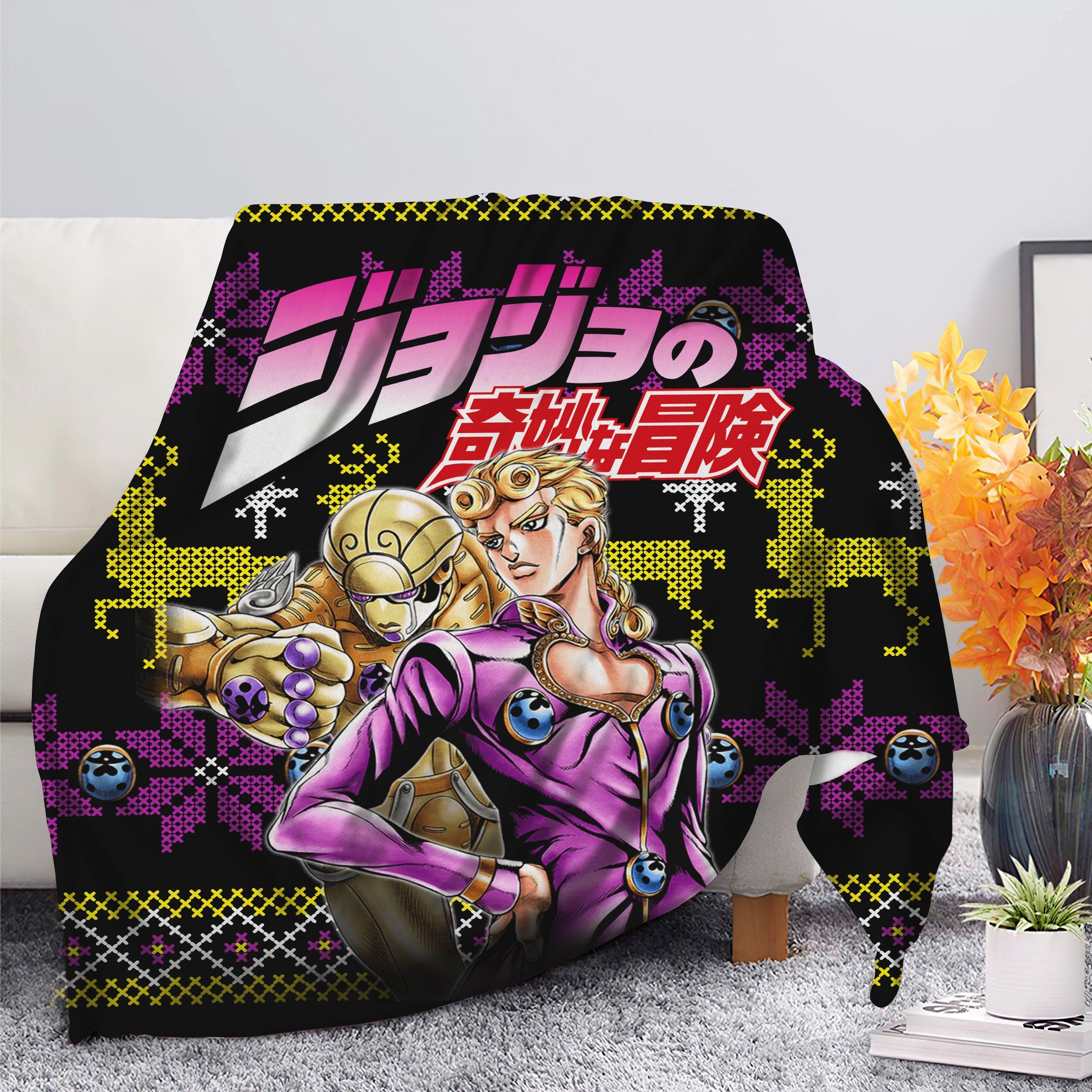 Giorno Jojo Bizzare Adventure Christmas Premium Blanket Nearkii