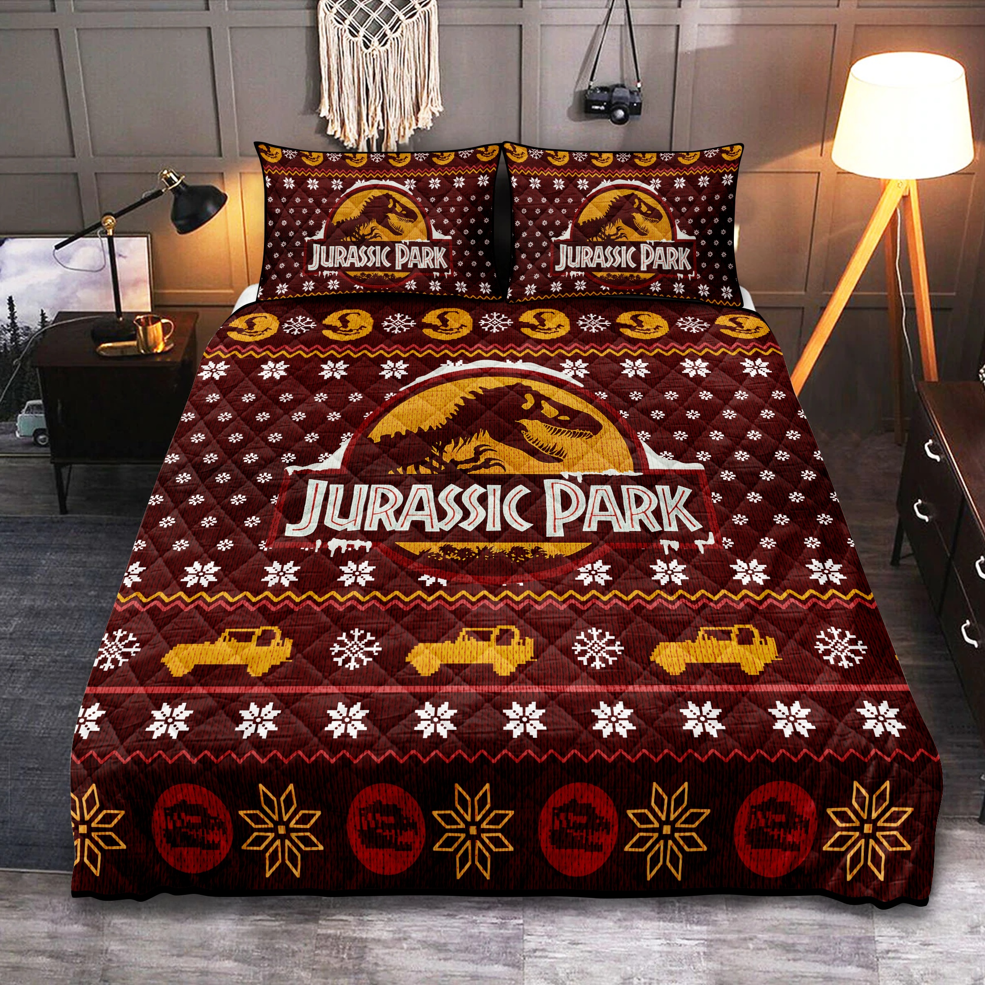 Jurassic Park Trex Christmas Quilt Bed Sets Nearkii