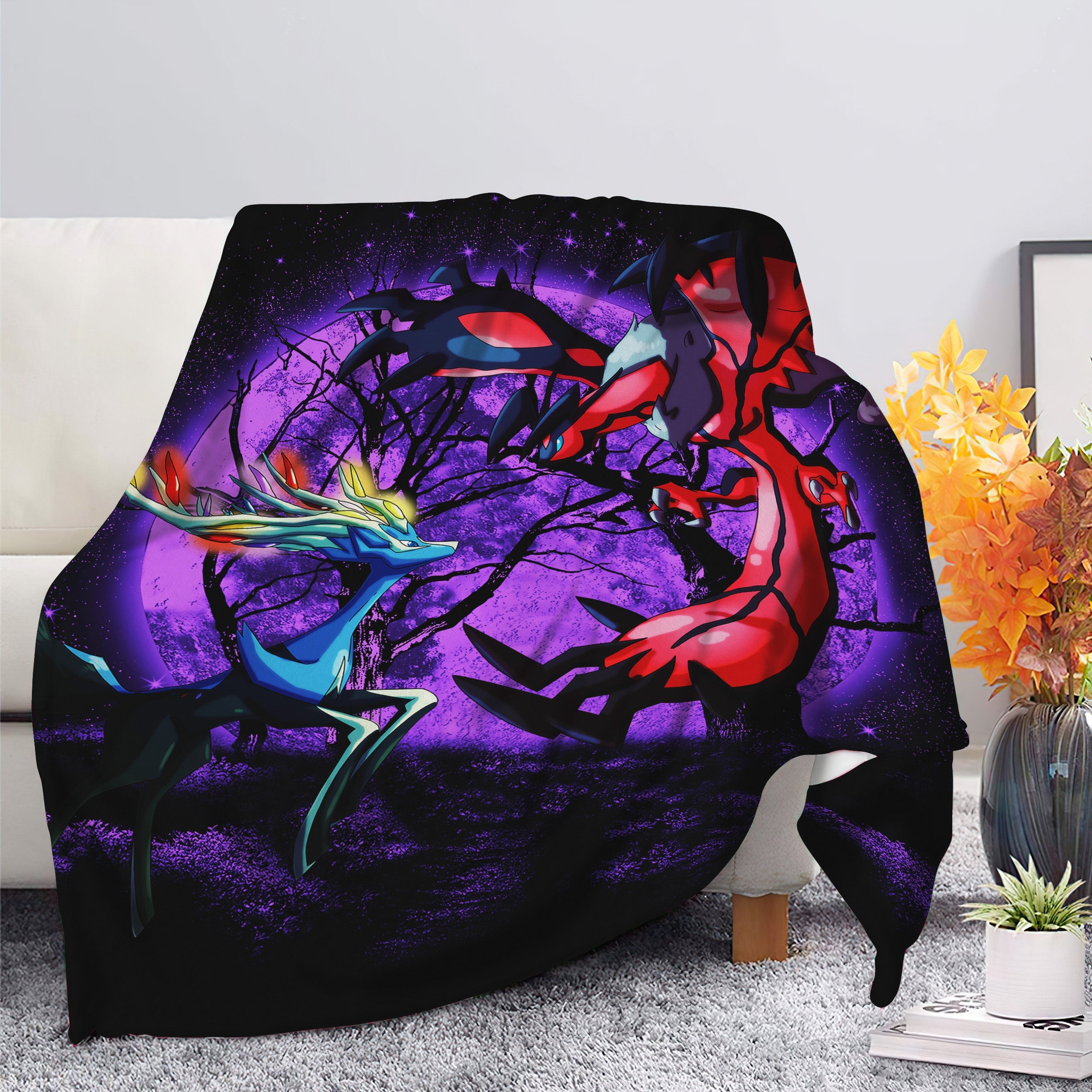 Pokemon X Y Yveltal And Xerneas Moonlight Premium Blanket Nearkii