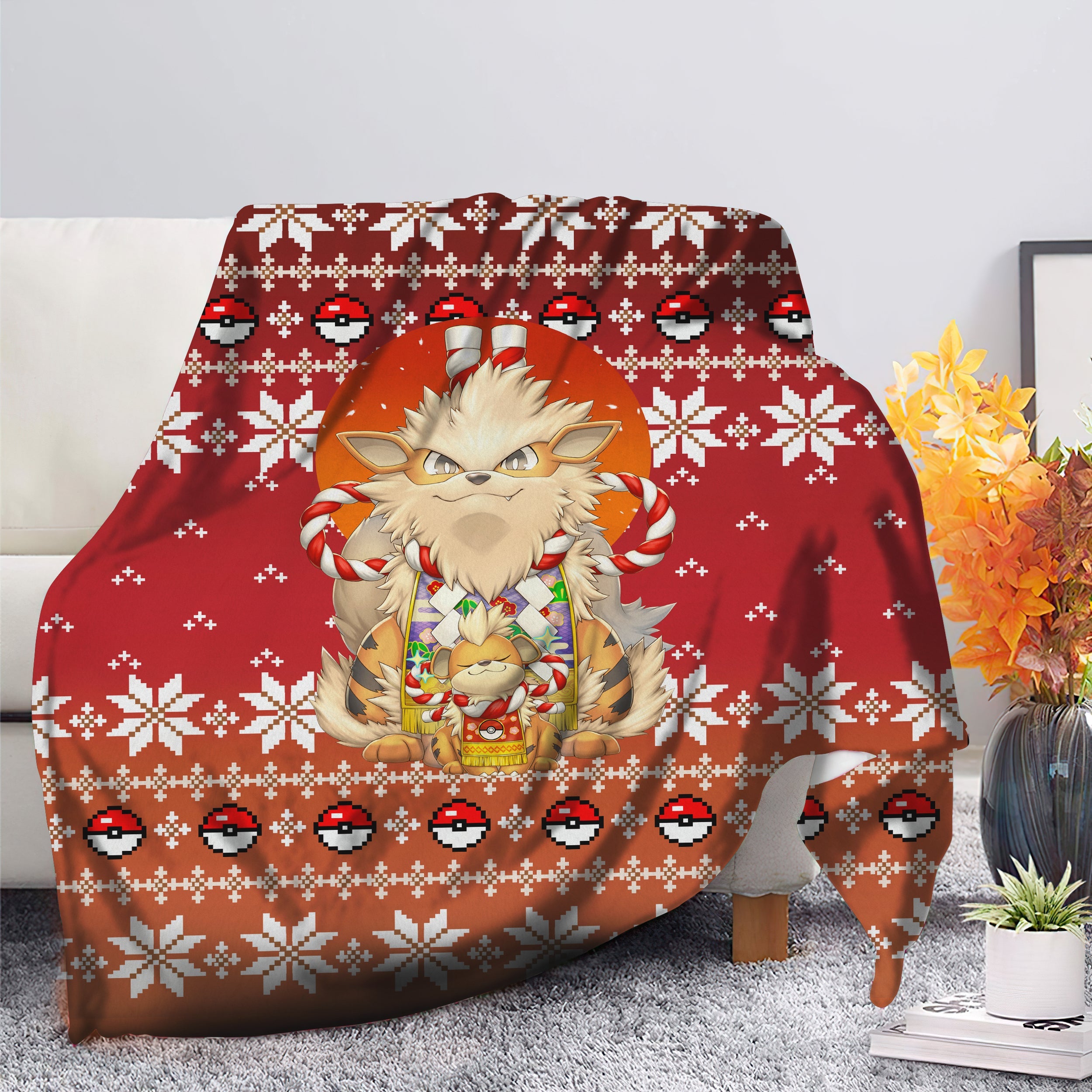 Pokemon Arcanine Ugly Christmas Premium Blanket Nearkii