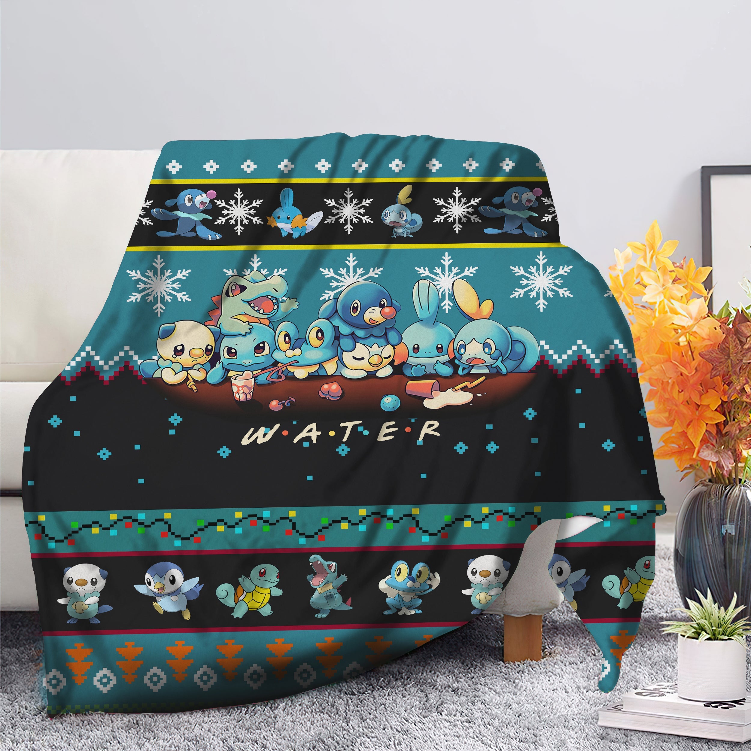 Pokemon Water Ugly Christmas Premium Blanket Nearkii