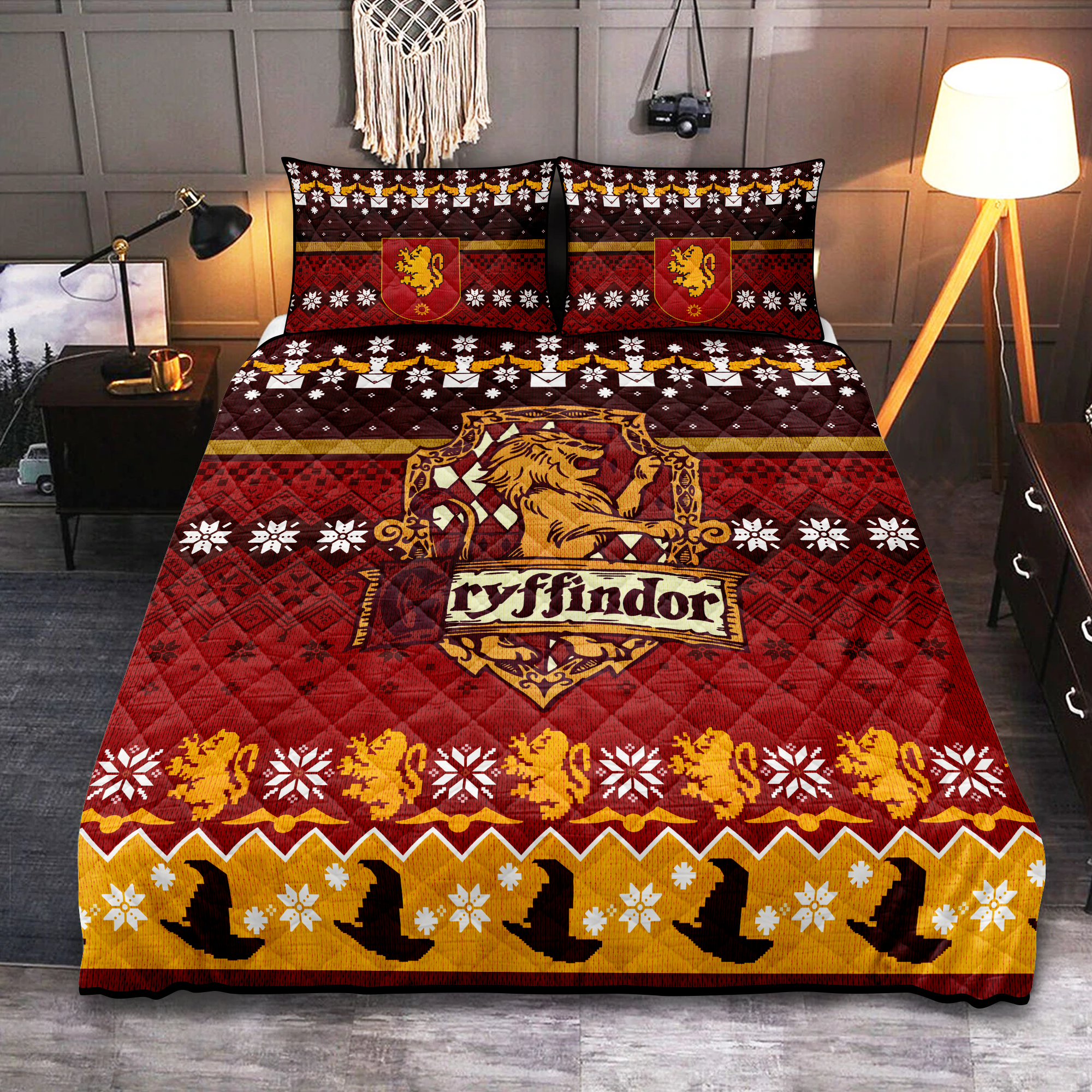 Gryffindor Harry Potter Christmas Quilt Bed Sets Nearkii