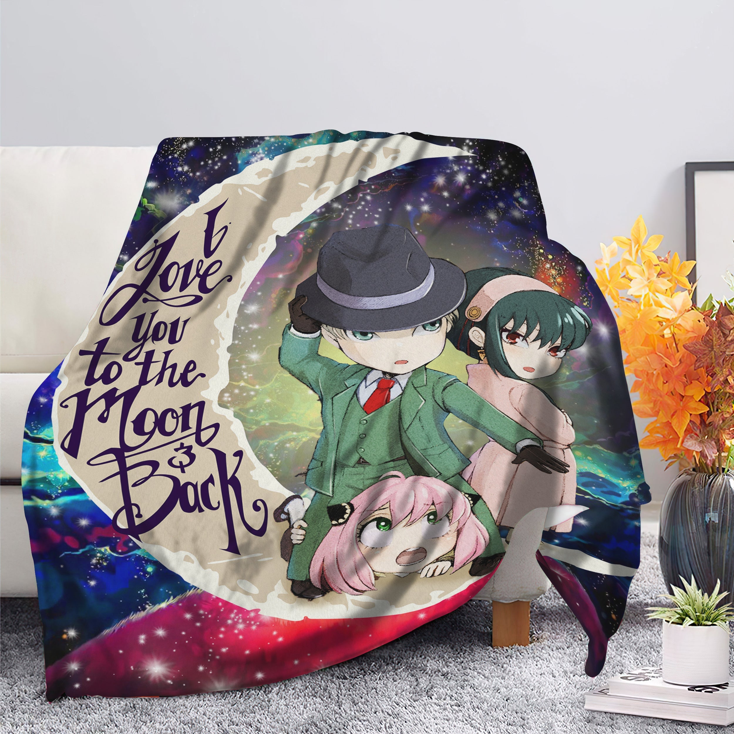 Spy x Family Love You To The Moon Galaxy Premium Blanket Nearkii