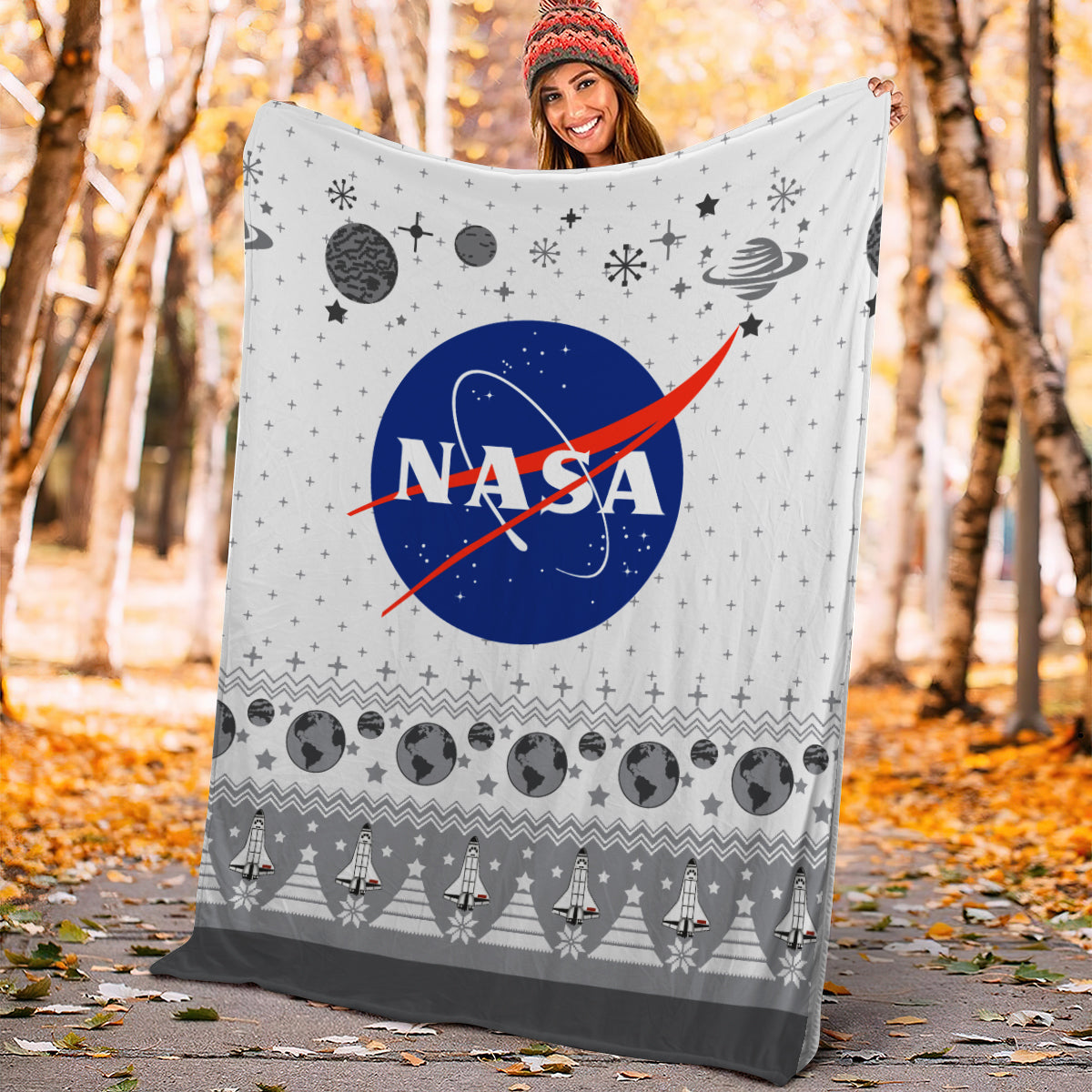 USA Nasa Ugly Christmas Premium Blanket Nearkii