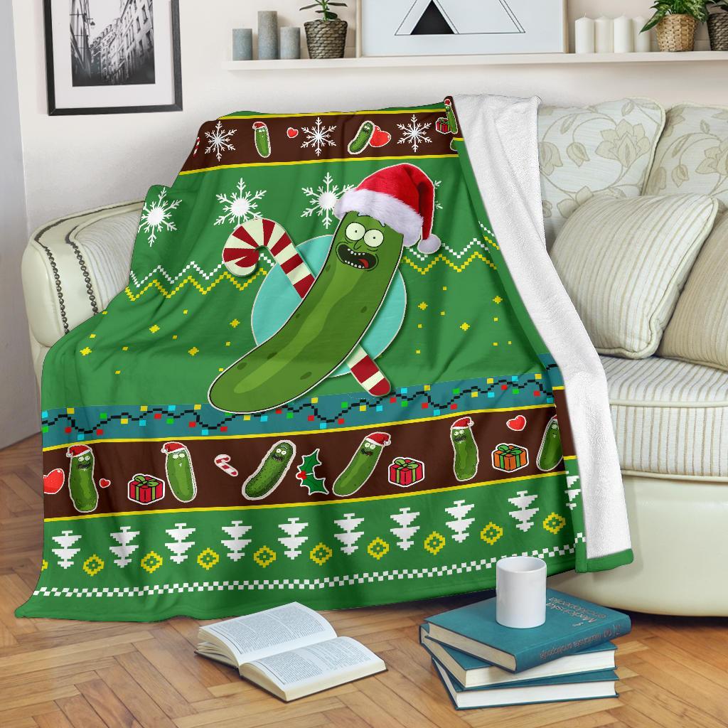 Green Pickle Rick Christmas Christmas Blanket Amazing Gift Idea Nearkii