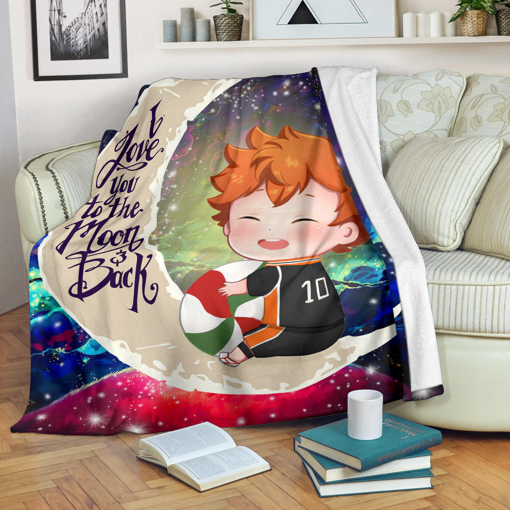 Cute Hinata Haikyuu Love You To The Moon Galaxy Premium Blanket Nearkii