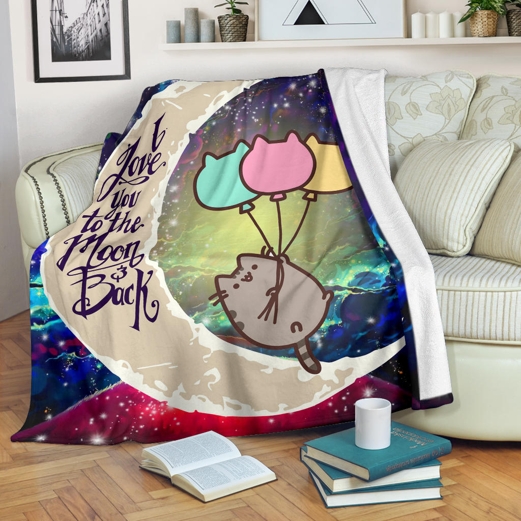 Pusheen Cat Love You To The Moon Galaxy Premium Blanket Nearkii