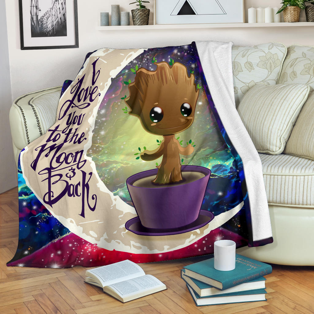 Baby Groot Love You To The Moon Galaxy Premium Blanket Nearkii