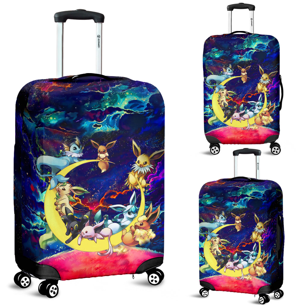 Eevee Evolution Pokemon Family Love You To The Moon Galaxy Luggage Cover Suitcase Protector Nearkii