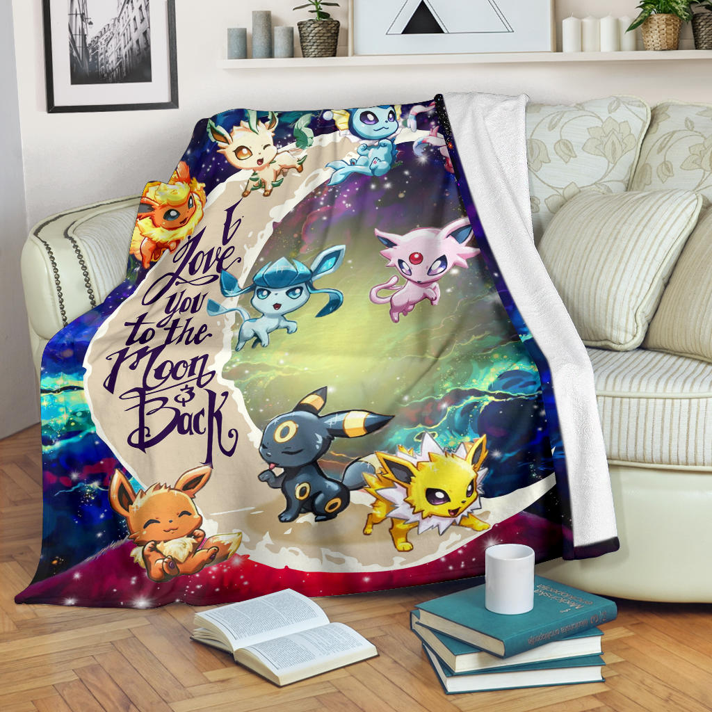 Eevee Evolution Pokemon Love You To The Moon Galaxy Premium Blanket Nearkii