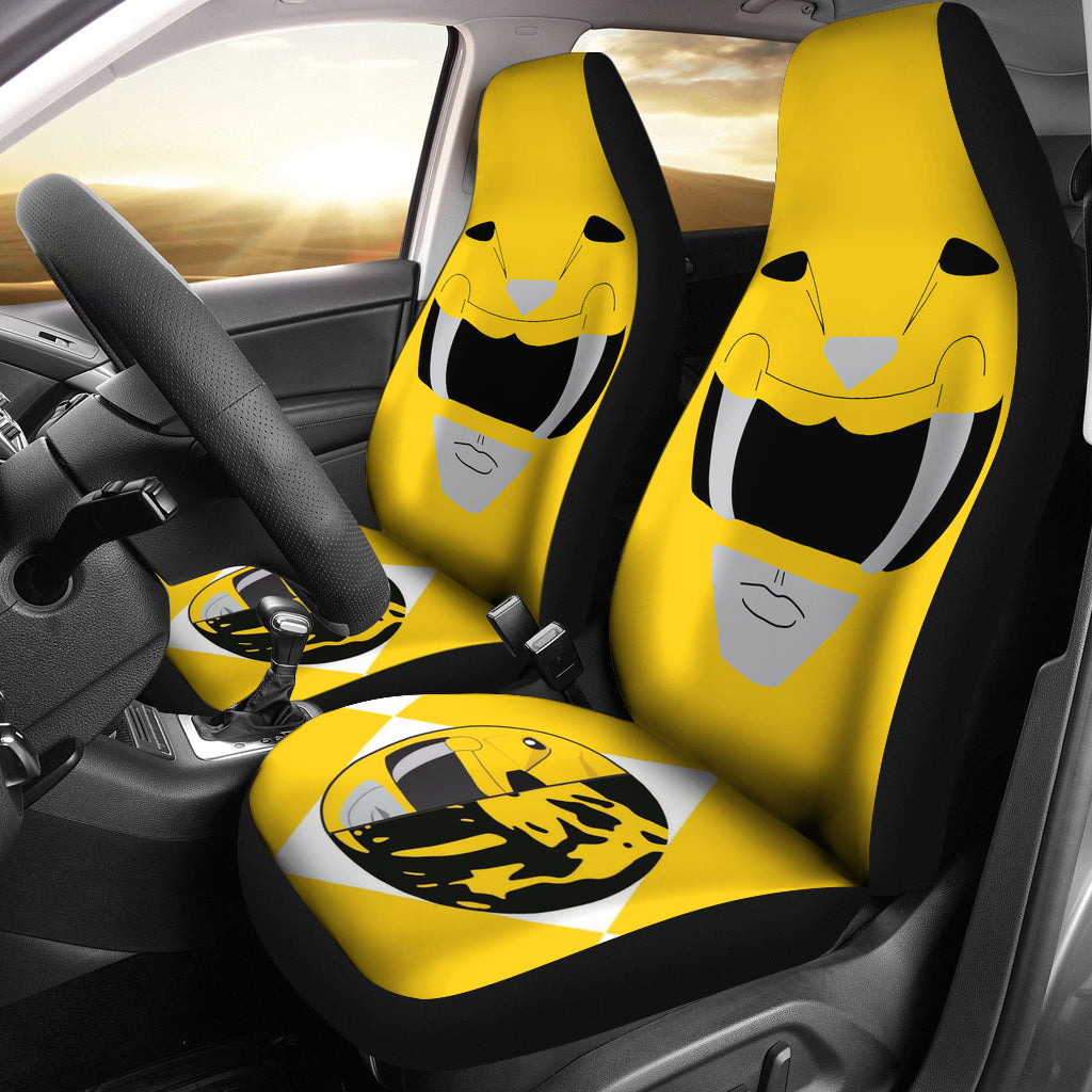 Mighty Morphin Power Rangers Yellow Premium Custom Car Seat Covers Decor Protectors Nearkii