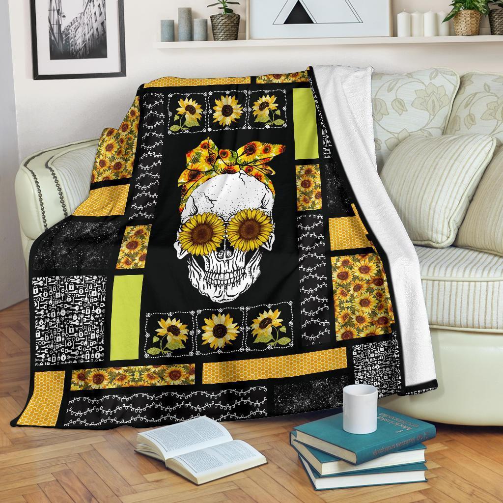 Skull Sunflower Premium Blanket Nearkii