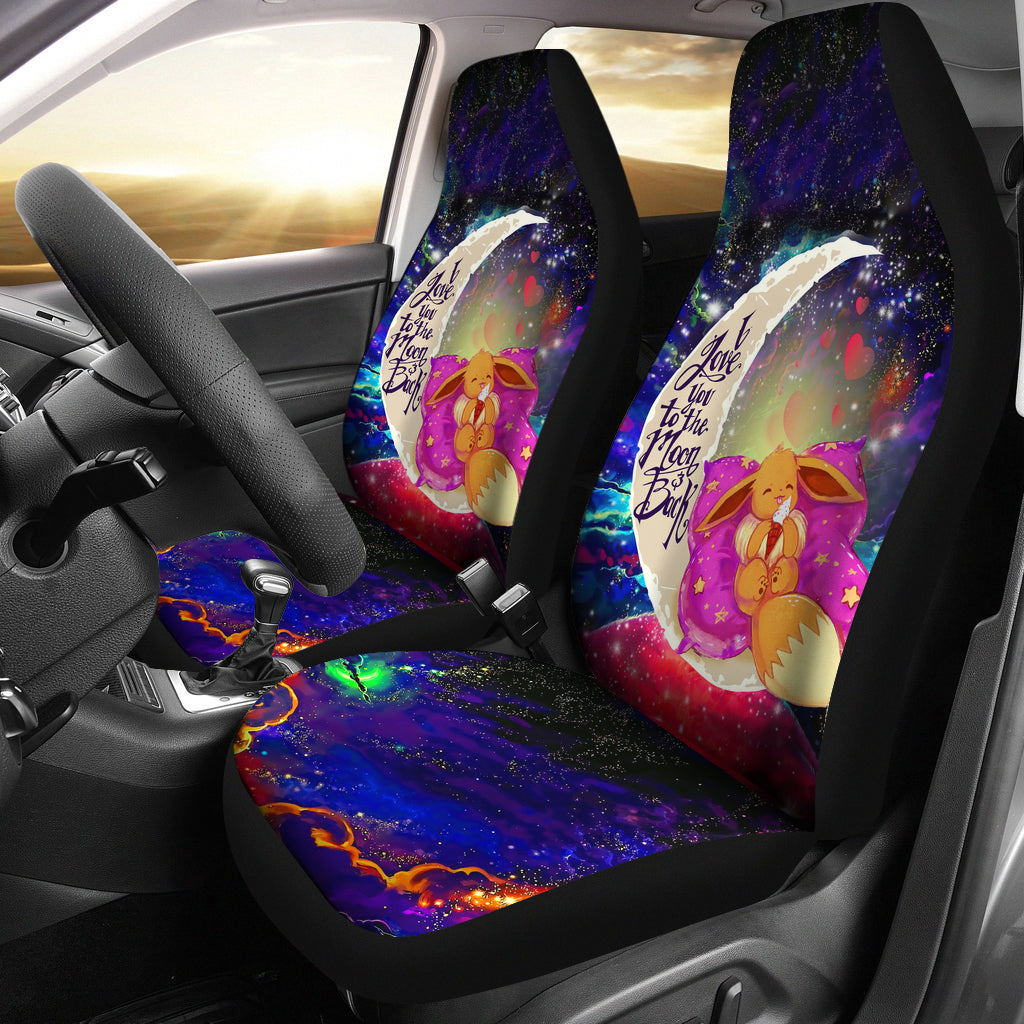 Cute Eevee Pokemon Sleep Night Love You To The Moon Galaxy Premium Custom Car Seat Covers Decor Protectors Nearkii